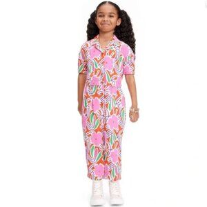 DVF for Target - Kids' Short Sleeve Flower Groove Red Jumpsuit (XS 4/5)